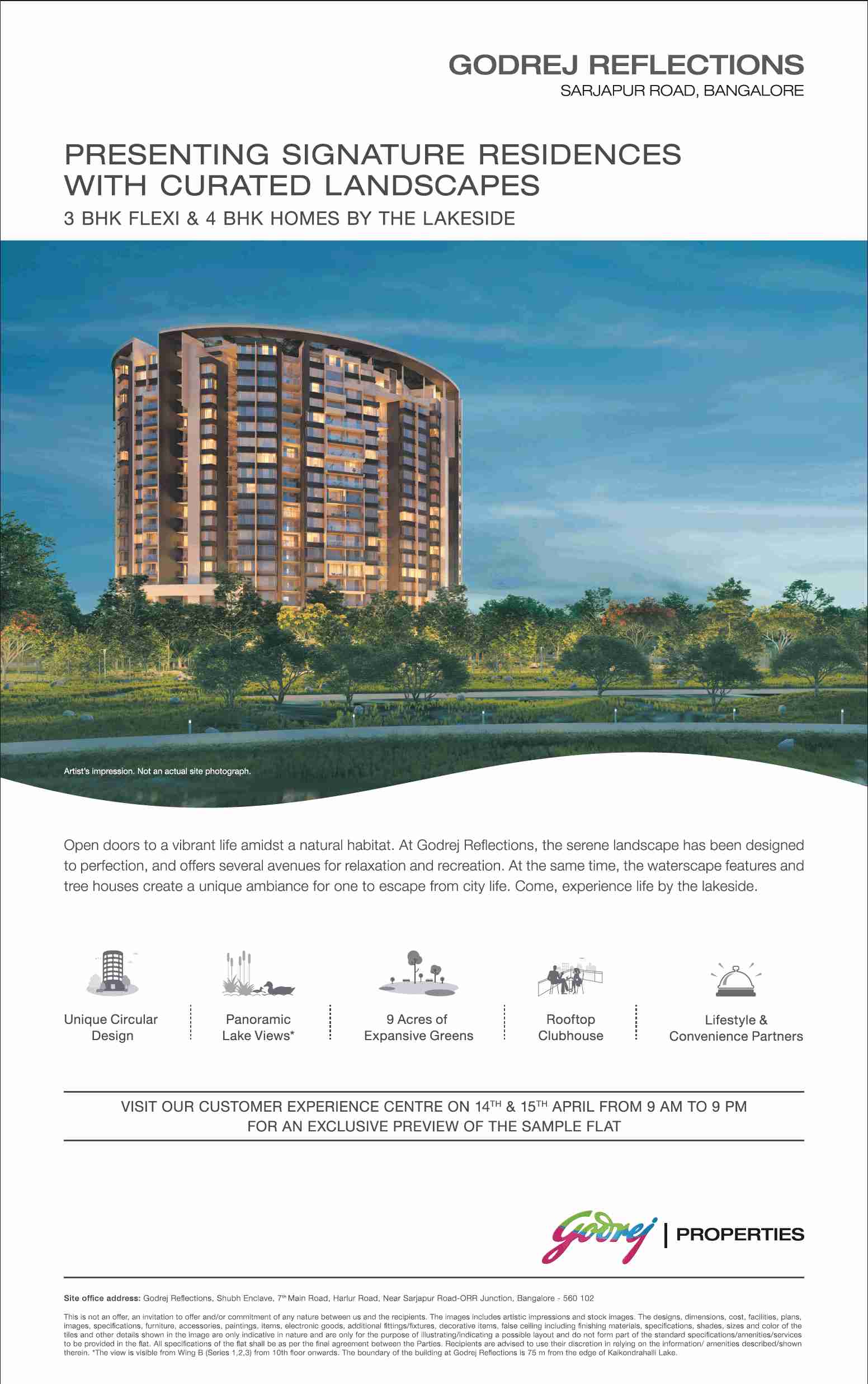 Live in signature residences with curated landscapes at Godrej Reflections in Bangalore